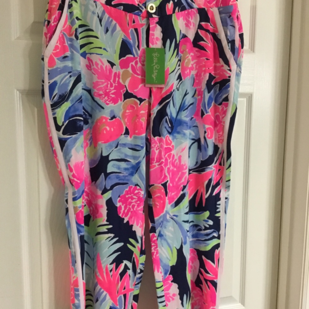 Lilly Pulitzer Madeira Pant High Tide Navy Tropicolada - Picture 3 of 15